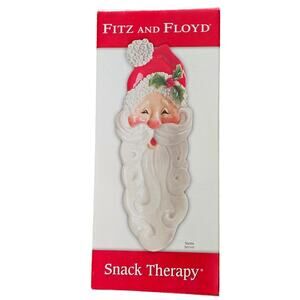 Fitz and Floyd Santa Server Snack Therapy FF Essentials Hand Crafted 13.5"X 4.5"